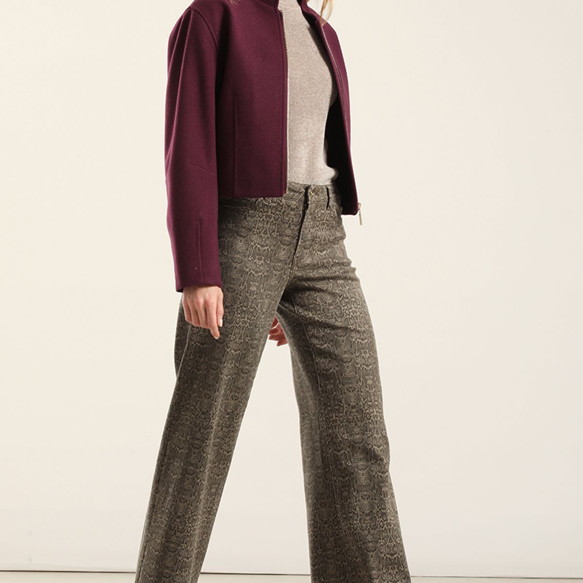 LIOLA - Chaqueta Bomber, Muflon Melange Ciruela Liola