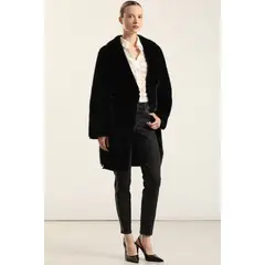 LIOLA - Abrigo Reversible, Efecto Piel, Negro