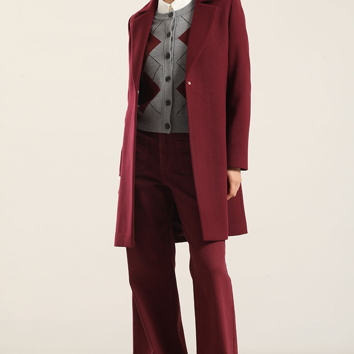 LIOLA - Cardigan Punto, Rombo Lurex, Gris Liola