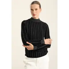 LIOLA - Jersey Punto, Hilo Metalizado, Negro