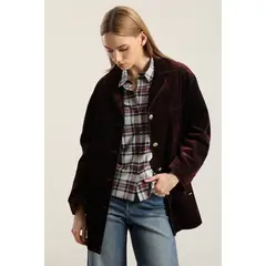 LIOLA - Chaqueton Gabardina Efecto Terciopelo, Chocolate
