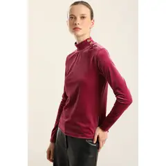 LIOLA - Top Velvet, Botones Fantasia, Fucsia