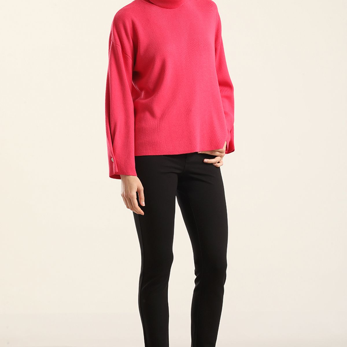 LIOLA - Jersey Punto, Boton Joya, Fucsia Liola