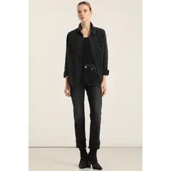 LIOLA - Jeans Slim, Tiro Medio, Negro