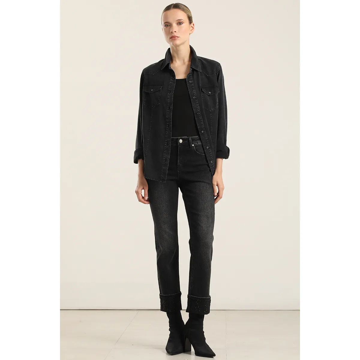 LIOLA - Jeans Slim, Negro Liola