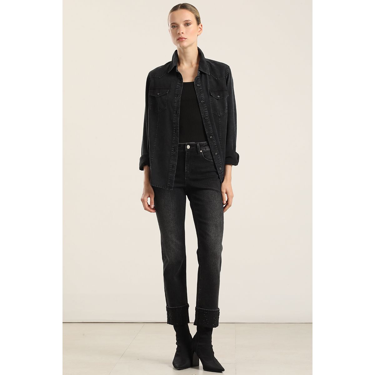 LIOLA - Jeans Slim, Negro Liola