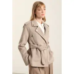 LIOLA - Chaqueta Biker Muflon Fantasia, Beige