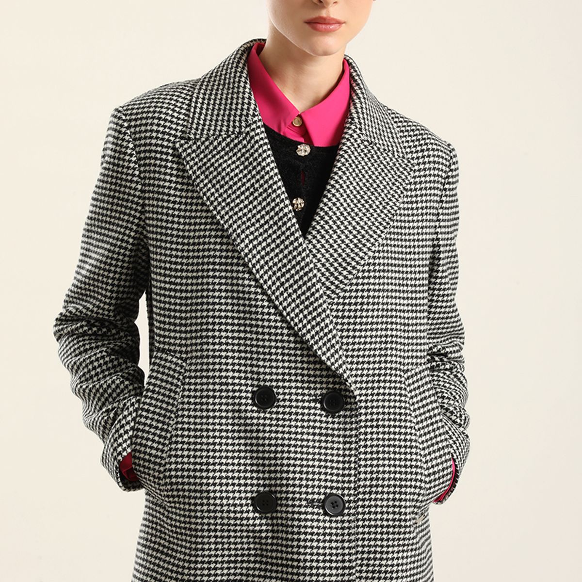 LIOLA - Chaqueta  Pied De Poule, Negro Liola