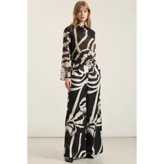 LIOLA - Pantalon Ancho Estampado, Negro