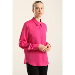 LIOLA - Blusa Basica Satin Opaco, Fucsia