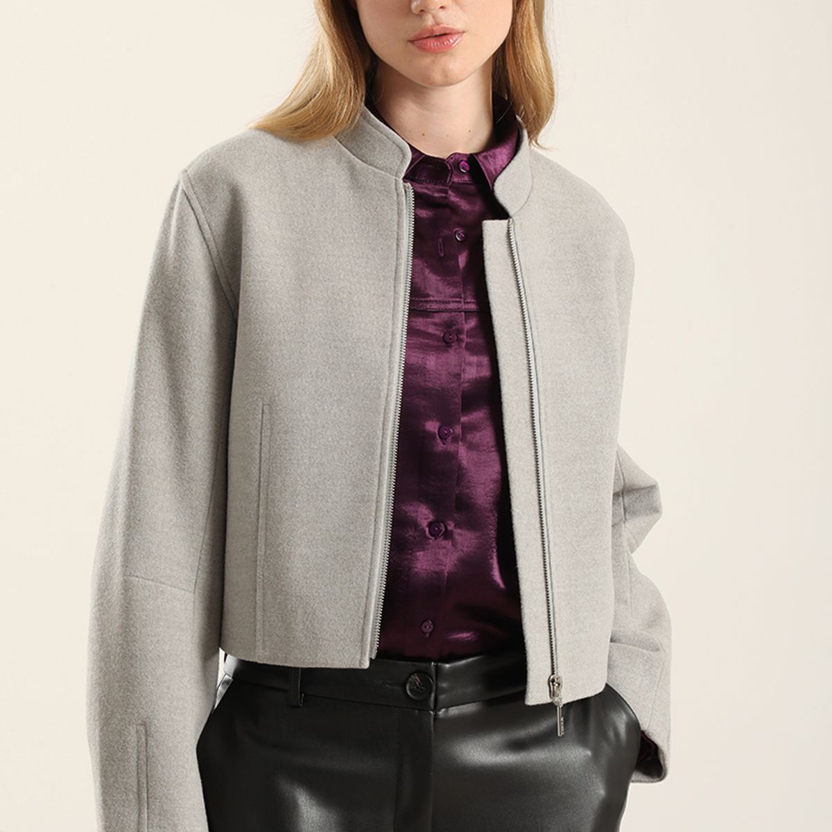 LIOLA - Chaqueta Bomber, Muflon Melange Gris Liola