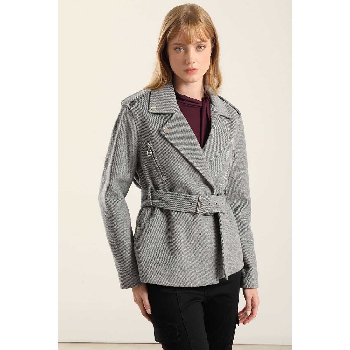 LIOLA - Chaqueta Biker Muflon Fantasia, Gris Liola