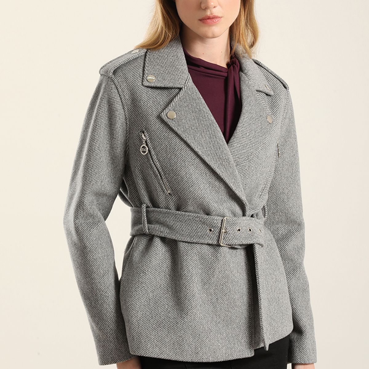 LIOLA - Chaqueta Biker Muflon Fantasia, Gris Liola