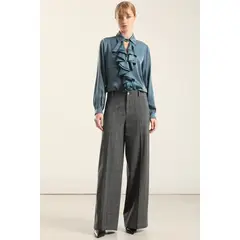 LIOLA - Pantalon Ancho Cuadros Fantasia, Gris
