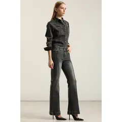 LIOLA - Jeans Flare, Tiro Medio, Gris