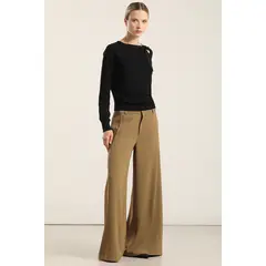 LIOLA - Pantalon Ancho, Tiro Alto, Camel