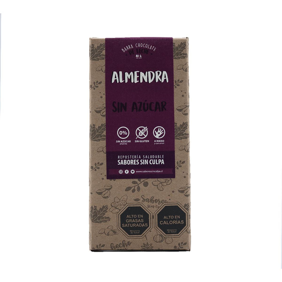 SABORES SIN CULPA - Barra chocolate harina almendras 80 g