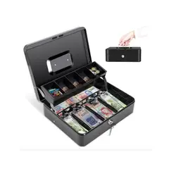 GENERICO - Caja De Seguridad Portátil Para Dinero Con Llave Y Gaveta Organizadora