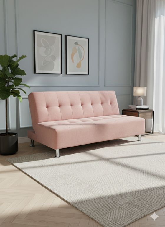 SOFA CAMA NEW PALO ROSA FELPA Rosado claro