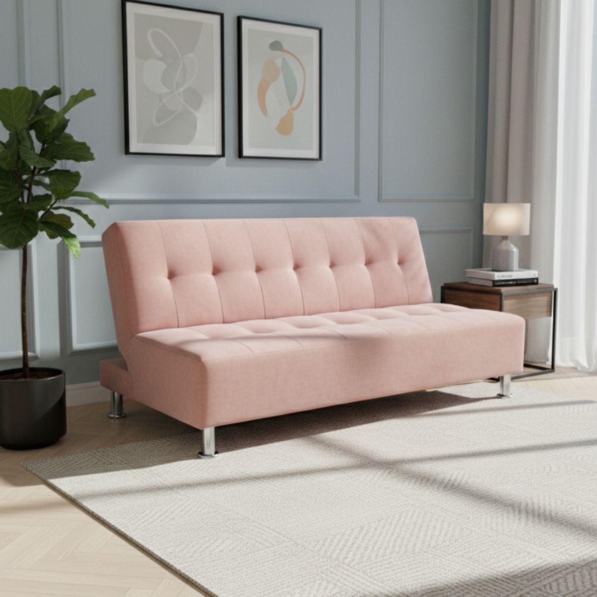 MUEBLES NEW - SOFA CAMA NEW PALO ROSA FELPA