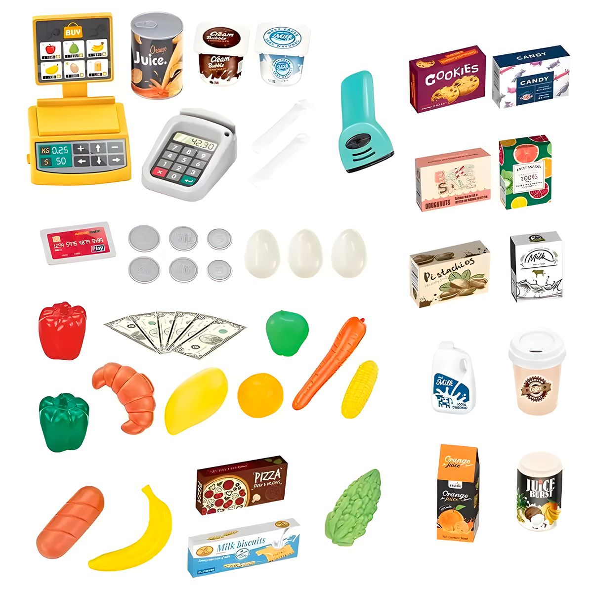 GENERICO - Set 48 Pcs Supermercado Carrito Alimentos Juguete Niños Verde