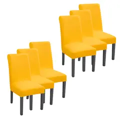 GENERICO - Funda Para Sillas Tela Gruesa Asiento Comedor Amarillo x6