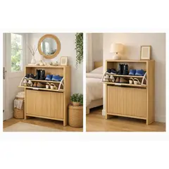 SPACE HOME - Zapatero Delgado 25 cm Fondo 60x25x92 cm Madera Clara Compacto