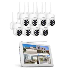 SRIHOME - Kit NVR 8 camaras IPC030 PTZ Wifi 2MP + NVR NVS009 con pantalla 8CH