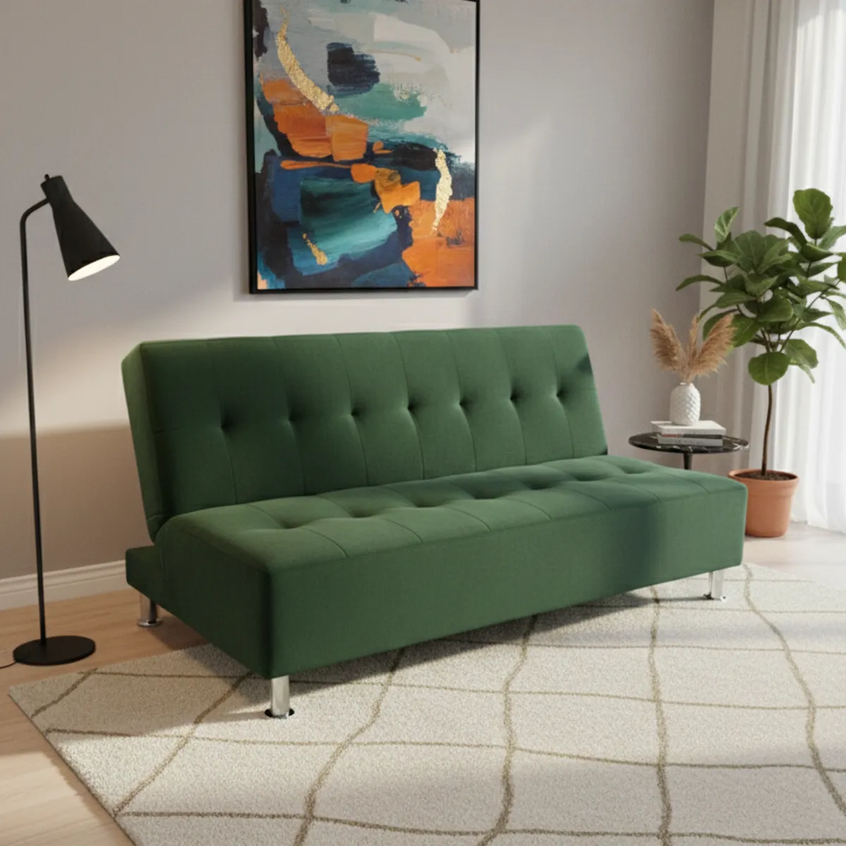 MUEBLES NEW - SOFA CAMA NEW VERDE FELPA