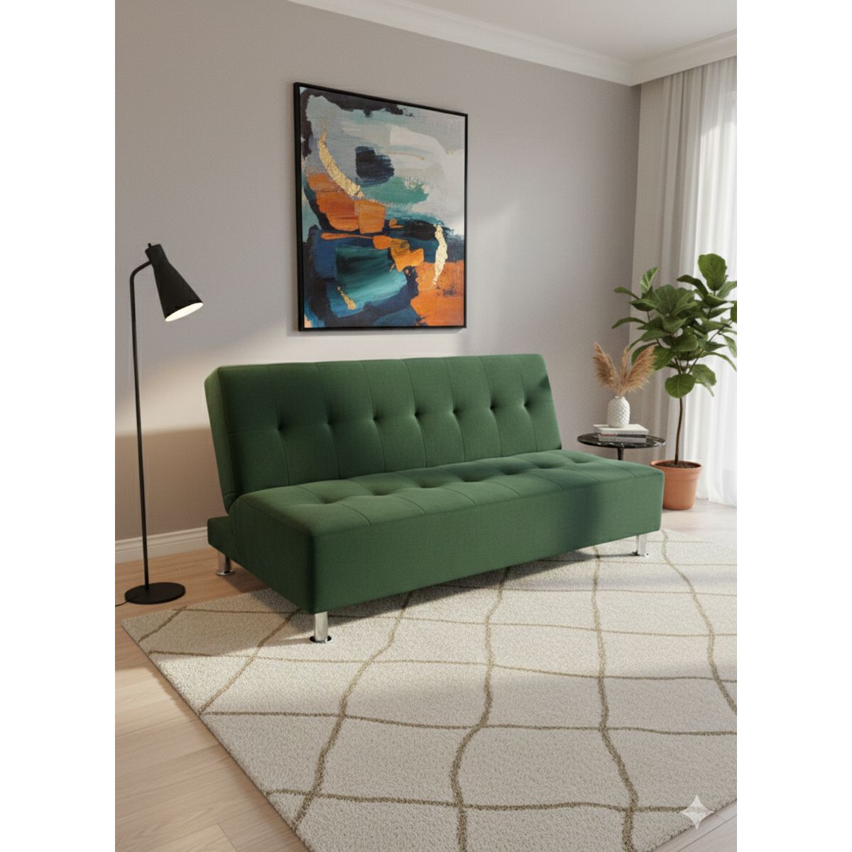 MUEBLES NEW - SOFA CAMA NEW VERDE FELPA