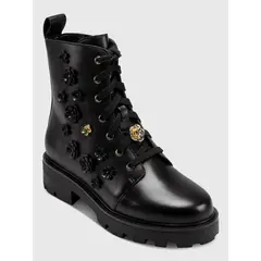 KARL LAGERFELD - Botas combat negras con apliques florales Negro