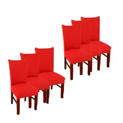 GENERICO - Funda Para Sillas Tela Gruesa Asiento Comedor Rojo x6
