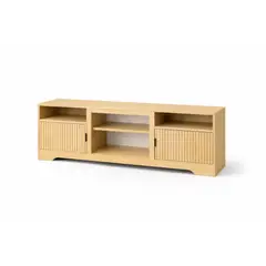 SPACE HOME - Mueble TV 60” Madera Clara 140x30x52 cm 2 Puertas y 2 Nichos