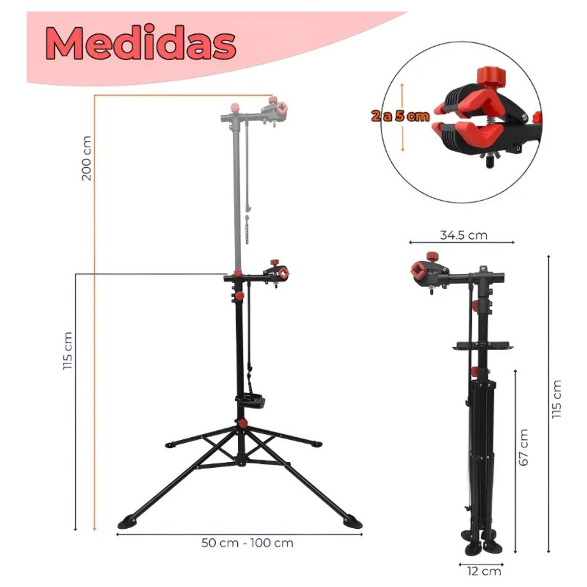 HOMEBRANDT - Soporte Atril Bicicletas Taller Profesional Plegable De 2m