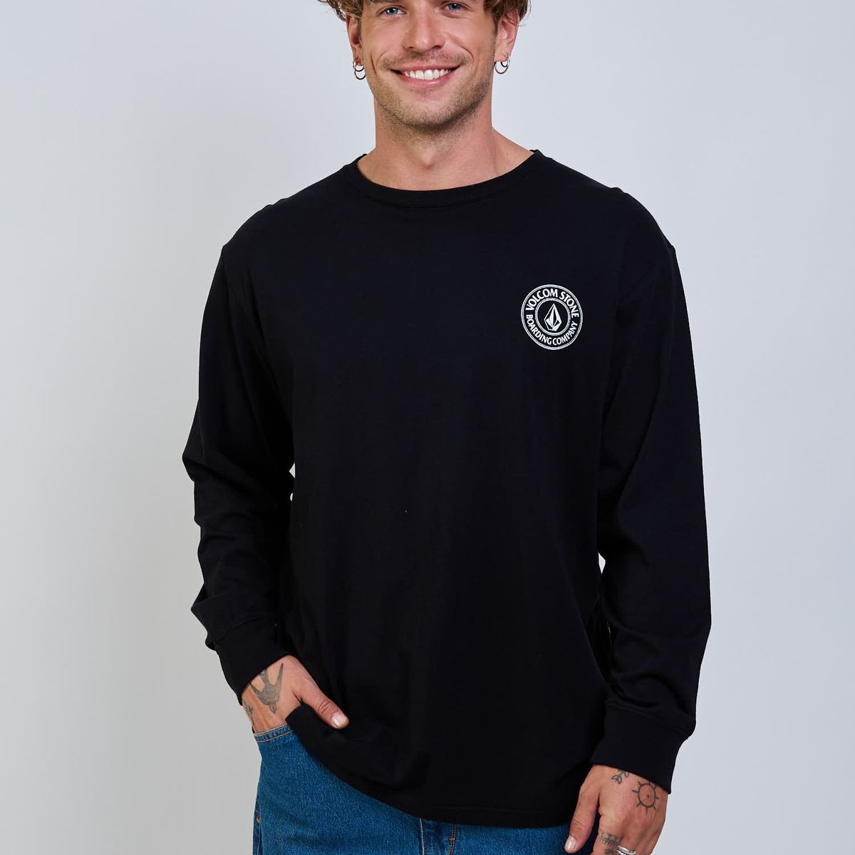 VOLCOM - Polera ML Drain You Negro Hombre Volcom