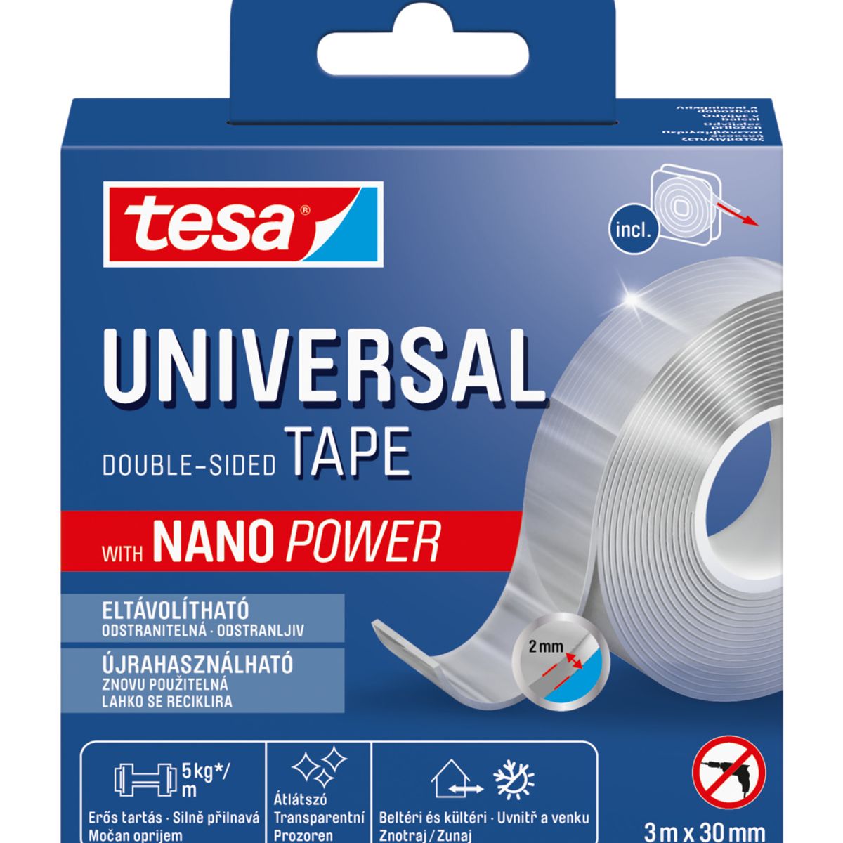 TESA - Cinta Adhesiva Doble Contacto Nano TESA 3m x 30mm Color Transparente