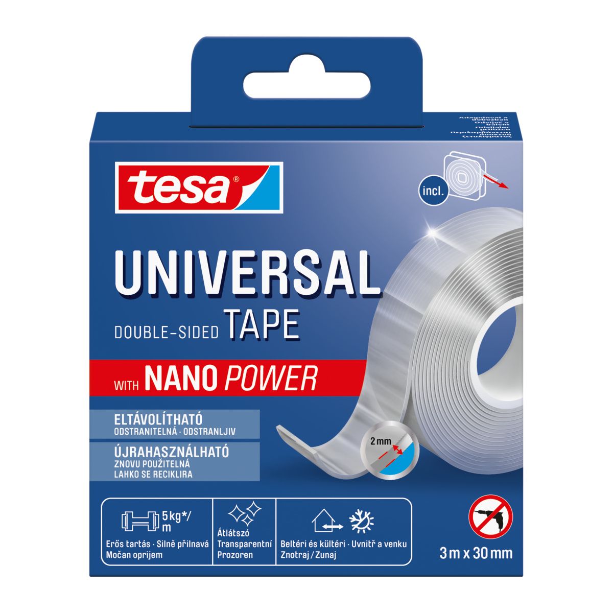 TESA - Cinta Adhesiva Doble Contacto Nano TESA 3m x 30mm Color Transparente