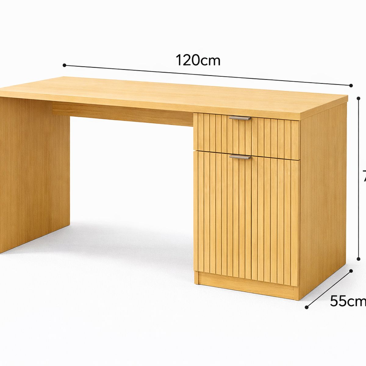 SPACE HOME - Escritorio Trabajo 120x55x75 cm Melamina Madera Natural Con Cajonera