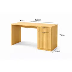 SPACE HOME - Escritorio Computador 120x55x75 cm Madera Natural Con Cajonera Lateral