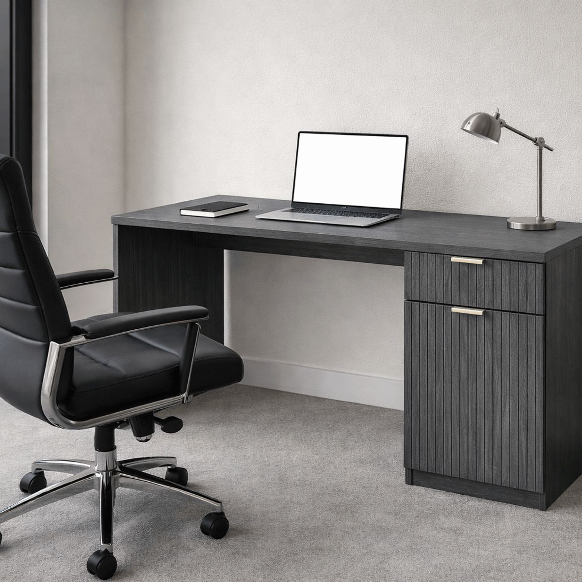 SPACE HOME - Escritorio Moderno 120x55x75 cm Color Gris Con Almacenamiento