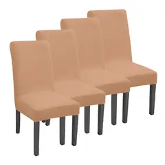 GENERICO - Funda Para Sillas Tela Gruesa Asiento Comedor Marron Claro X4