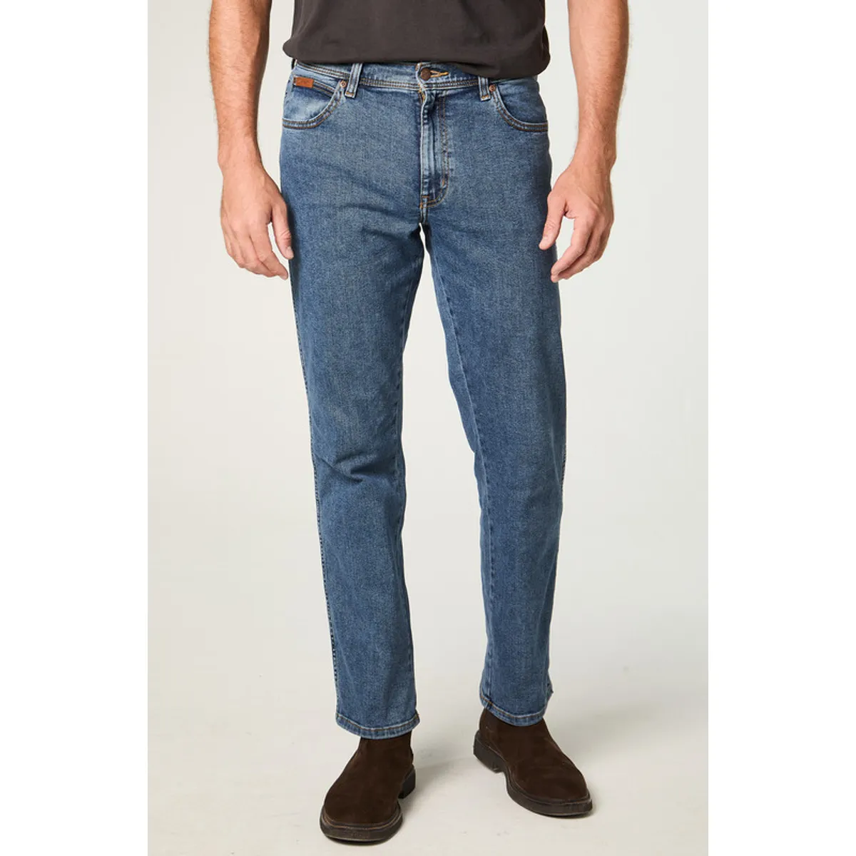 WRANGLER - Jeans Hombre Texas Straight Tiro Alto Azul
