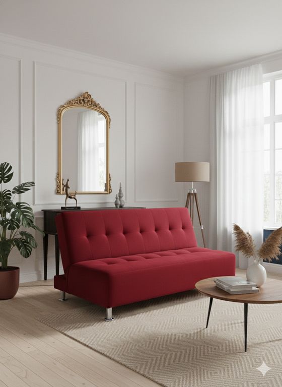 SOFA CAMA NEW ROJO FELPA Rojo