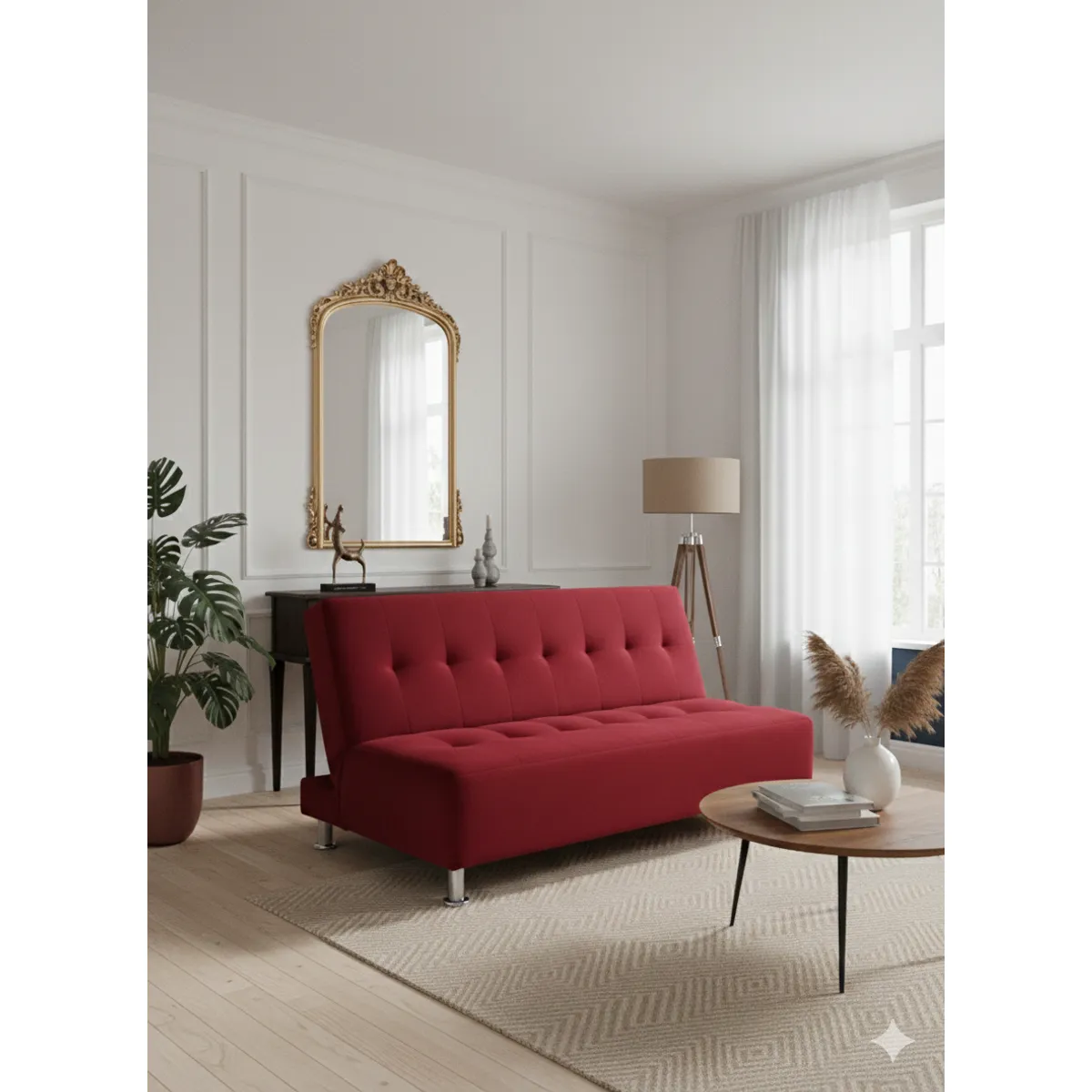 MUEBLES NEW - SOFA CAMA NEW ROJO FELPA