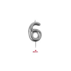 GENERICO - Vela Nº 6 plateada 8cm