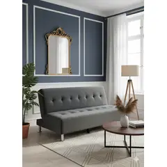 MUEBLES NEW - SOFA CAMA NEW GRIS OSCURO FELPA