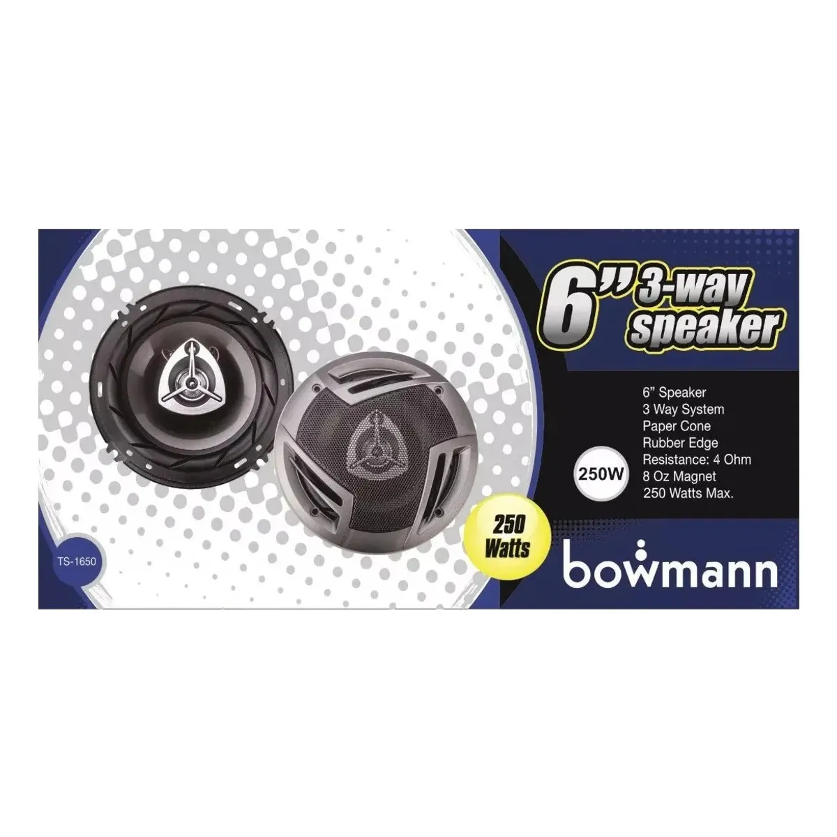 BOWMANN - Parlantes Bowmann 16cm 3vías 250watts Ts-1650 Auto Tuning Negro