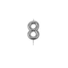 GENERICO - Vela Nº 8 plateada 8cm