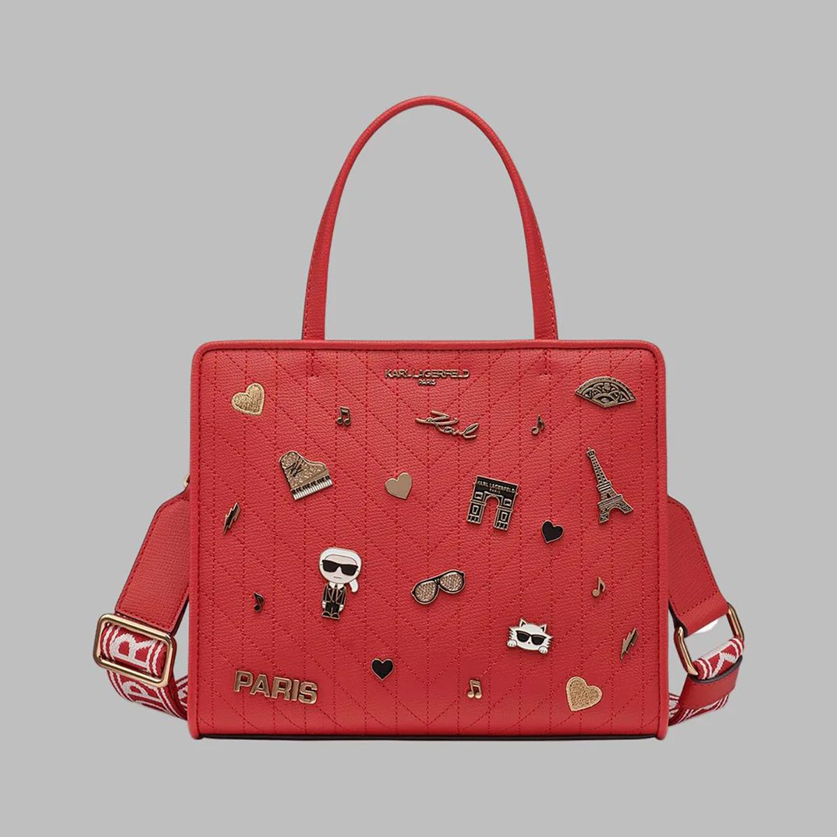 KARL LAGERFELD - Cartera satchel con aplicaciones decorativas