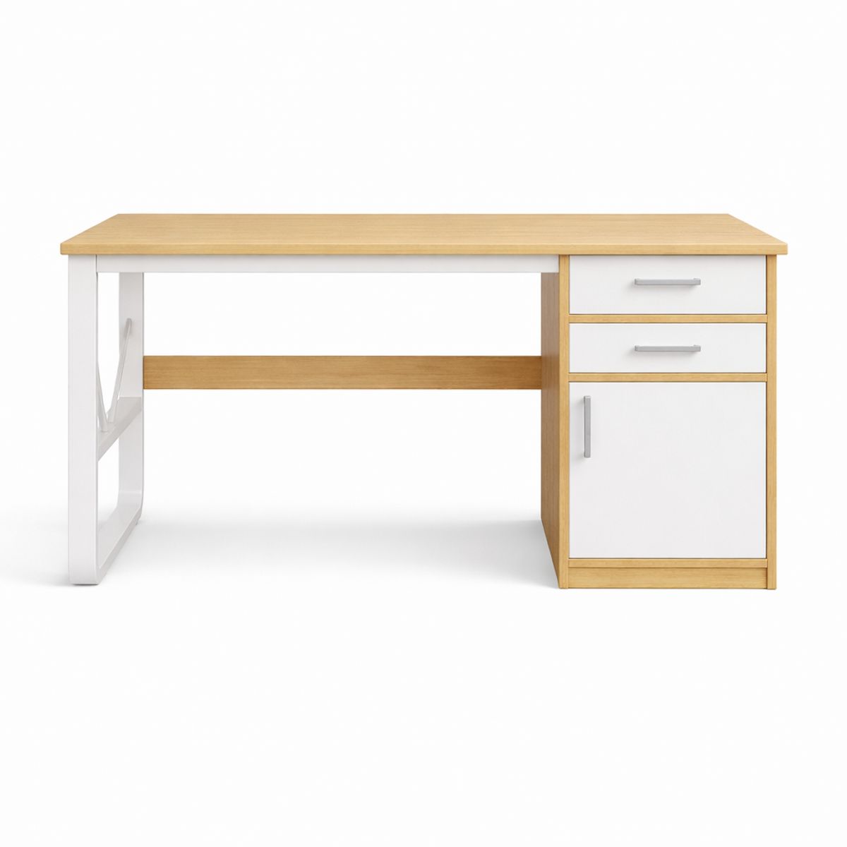 SPACE HOME - Escritorio Recto 120 cm Blanco y Madera Clara para Computador